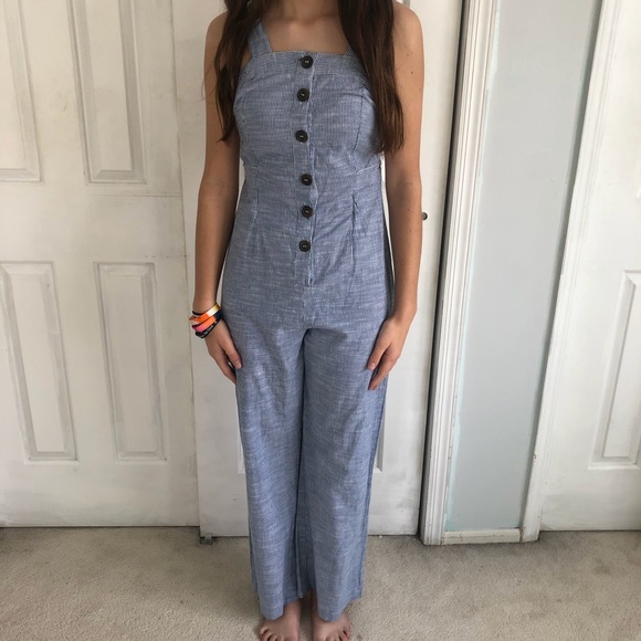 Japna Pants & Jumpsuits Japna Brand New Blue Pinstripe Suspender